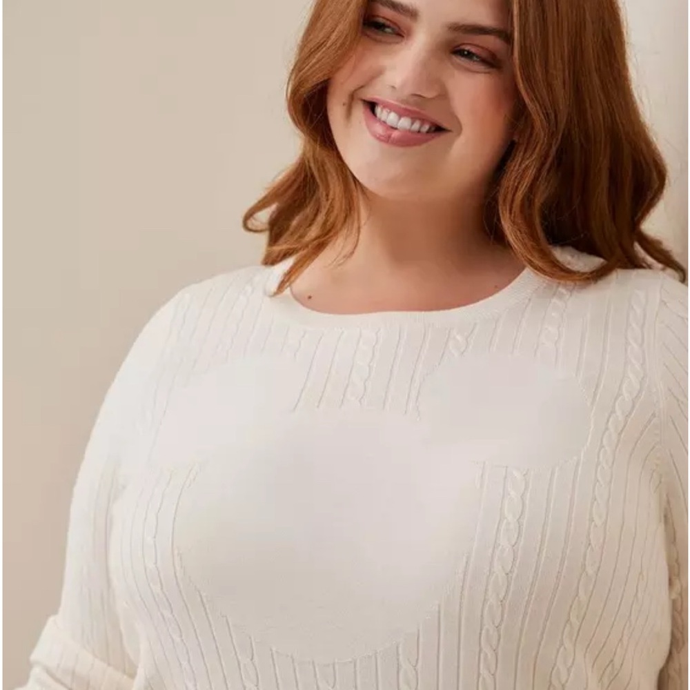 Torrid Mickey Mouse Cream Textured Crew Neck Sweater